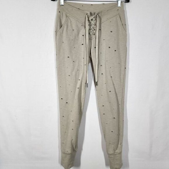 ElectricYoga Lace Up Corset Joggers with Distressed Holes Grunge Loungewear sz M - Picture 1 of 7